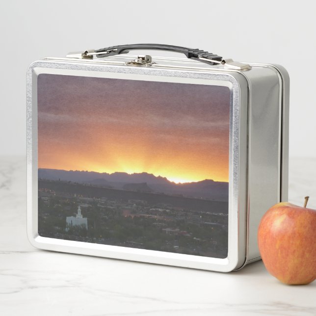 Sunrise over St. George Utah Landscape Metal Lunch Box (In Situ)