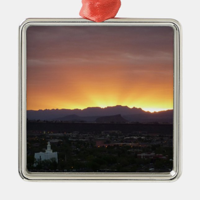 Sunrise over St. George Utah Landscape Metal Ornament (Front)