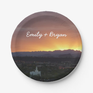 Sunrise over St. George Utah Landscape Paper Plate