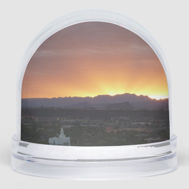 Sunrise over St. George Utah Landscape Snowglobe (Front)