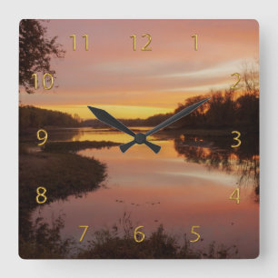 Sunrise over the Maumme river Square Wall Clock