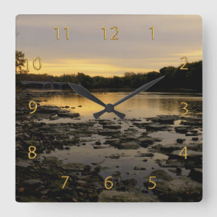 Sunrise over the Maumme river Square Wall Clock