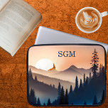 Sunrise Over the Mountains Monogram  Laptop Sleeve<br><div class="desc">This laptop sleeve with rustic mountain landscape can be personalised with your desired initials or last name. Perfect for any outdoor enthusiast.</div>
