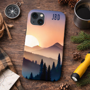 Sunrise Over the Mountains with Monogram  iPhone 13 Case