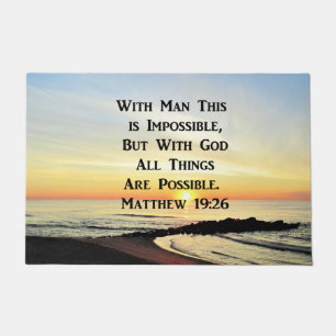 SUNRISE OVER THE OCEAN MATTHEW 19:26 DOORMAT