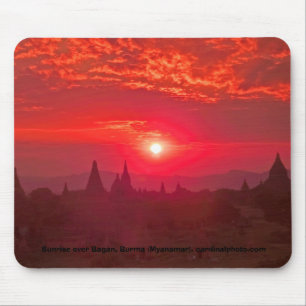 Sunrise over the Plain of Temples in Bagan, Burma Mouse Pad
