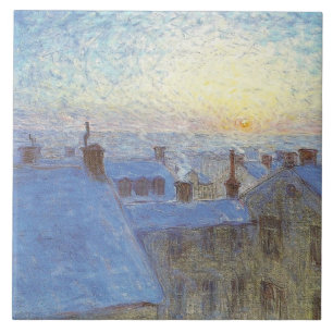 Sunrise over the Rooftops (by Eugène Jansson) Ceramic Tile