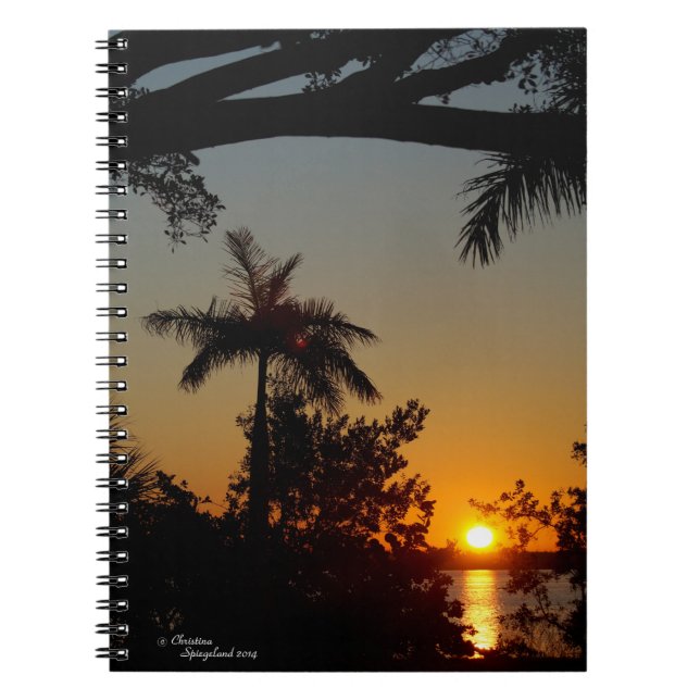 Sunrise Palm tree Ocean Notebook (Front)