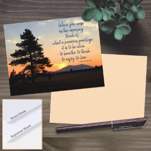Sunrise Photograph Inspirational Gratitude Quote Postcard