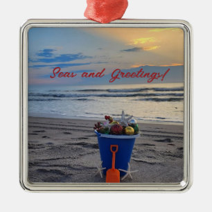 Sunrise photography Christmas beach Ornament