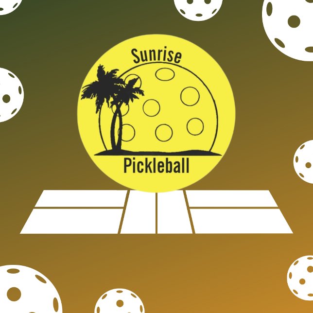 Sunrise Pickleball Yellow Classic Round Sticker (Creator Uploaded)