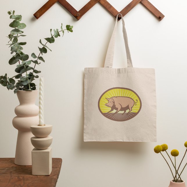 Sunrise Pig Tote Bag (Creator Uploaded)
