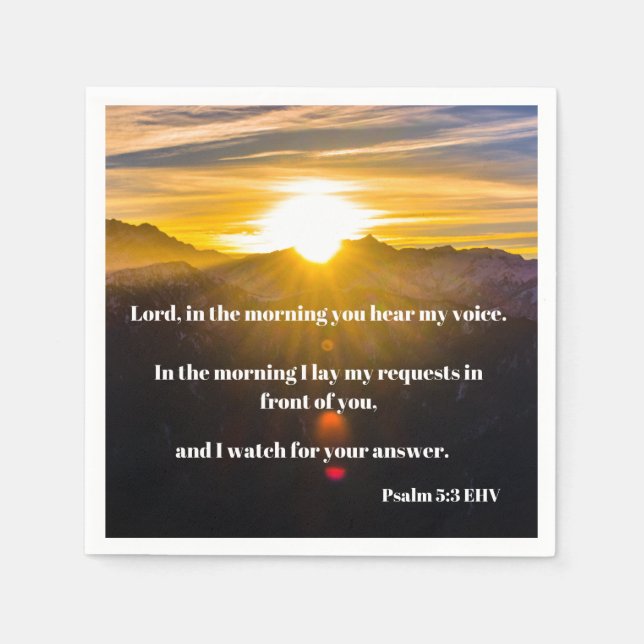 Sunrise Psalm 5:3 Bible Verse Napkin (Front)