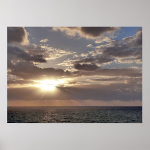 Sunrise Rays over Ocean II Poster