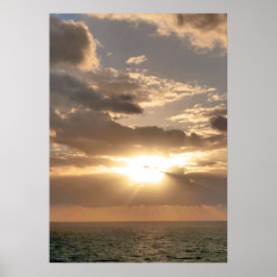 Sunrise Rays over Ocean Poster