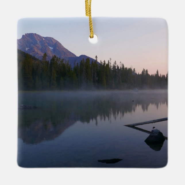 Sunrise Reflection at String Lake II Ceramic Ornament (Front)