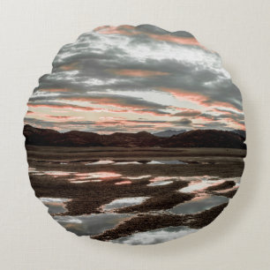 Sunrise reflections at Lago Grey Round Cushion