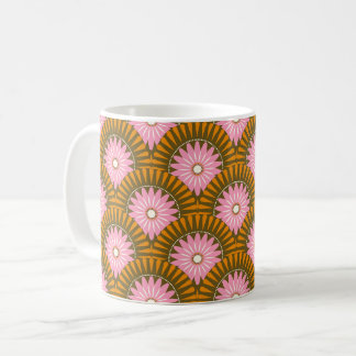 Sunrise retro flower - Pink & brown Coffee Mug