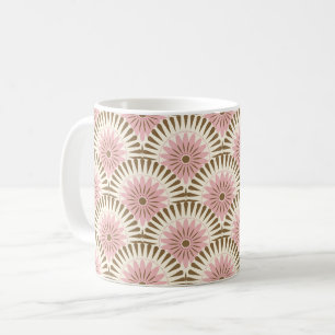 Sunrise retro flower - pink & brown coffee mug