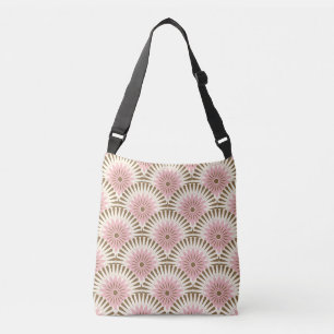 Sunrise retro flower - pink & brown crossbody bag