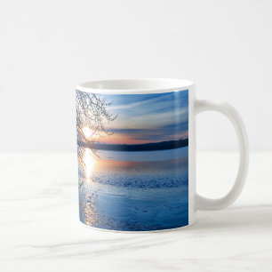 Sunrise River, Tree, Blue Sky Inspirational Photo Coffee Mug