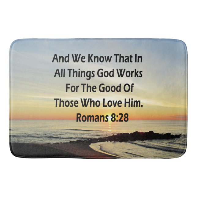 SUNRISE ROMANS 8:28 SCRIPTURE VERSE BATH MAT (Front)