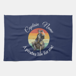 Sunrise Rum Skeleton Priate Party   Tea Towel