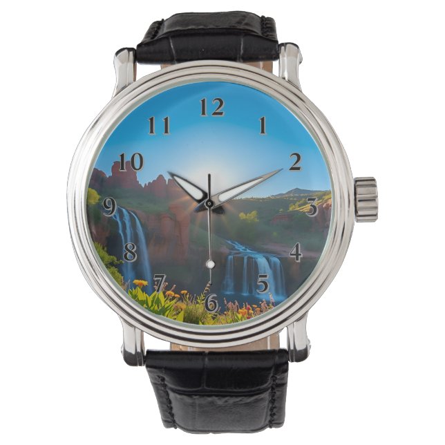 Sunrise Sandstone Waterfall Landscape Watch (Front)