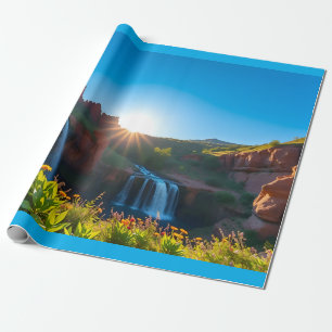 Sunrise Sandstone Waterfall Landscape Wrapping Paper