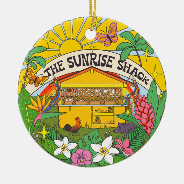 Sunrise Shack  Ceramic Ornament (Front)
