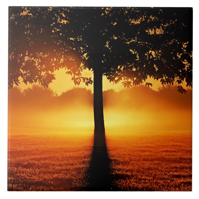 Sunrise Silhouette Ceramic Tile (Front)