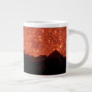 Sunrise sparkle, natural glitter frost mountains large coffee mug