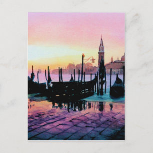 "Sunrise St. Mark's" Gondola Watercolor Postcard