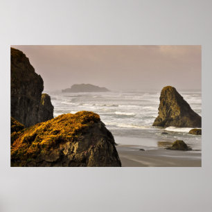 Sunrise Storm Surf and Gold Poster