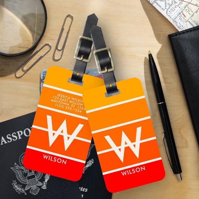 Sunrise Striped Monogram Personal Luggage Tag (Creator Uploaded)