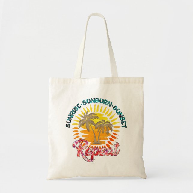 Sunrise-Sunburn-Sunset-Repeat | Golden Palm Trees Tote Bag (Front)
