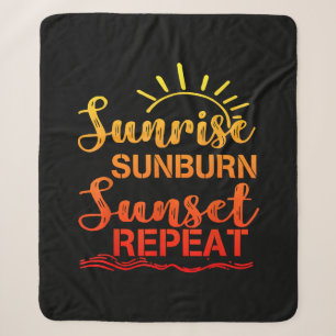 Sunrise Sunburn Sunset Repeat Retro Summer Sherpa Blanket