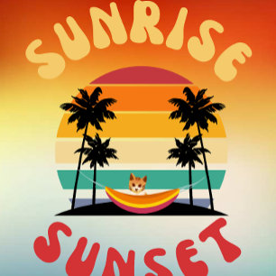 Sunrise Sunset a cat in a hammock Cushion