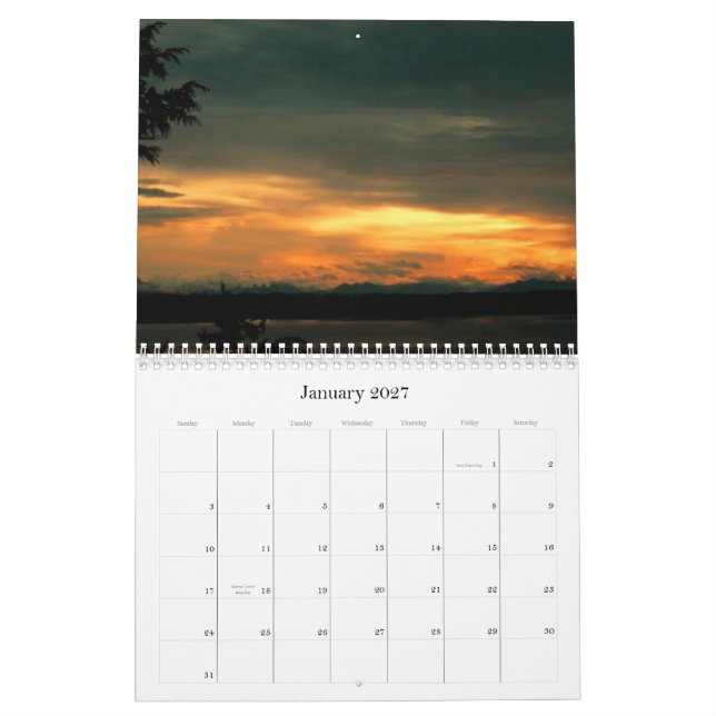 Sunrise, Sunset and Moonlight Calendar (Jan 2027)