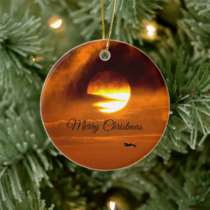 Sunrise, Sunset Coastal Ceramic Ornament
