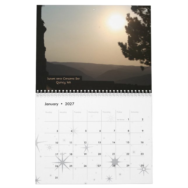 Sunrise Sunset...customisable! Calendar (Jan 2027)