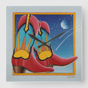 Sunrise Sunset Western COWBOY BOOT WALL CLOCK