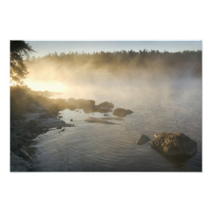 Sunrise through fog in Anderson Bay, Rainy Photo Print