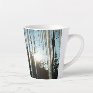 Sunrise Through Icicles Winter Nature Photography Latte Mug