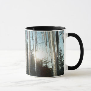 Sunrise Through Icicles Winter Nature Photography Mug
