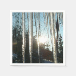 Sunrise Through Icicles Winter Nature Photography Napkin