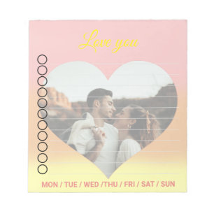 Sunrise To DO list Heart Photo Notepad