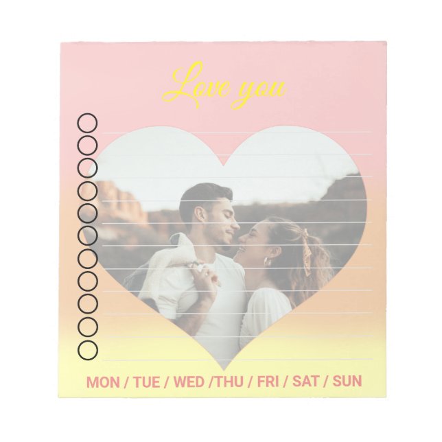 Sunrise To DO list Heart Photo Notepad (Front)