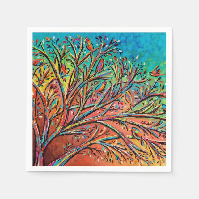 Sunrise Treetop Birds II Napkin (Front)