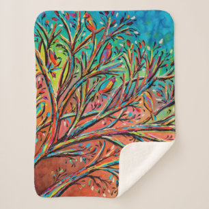 Sunrise Treetop Birds II Sherpa Blanket